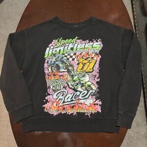 Vtg 2001 Motorcycle Racing Sweatshirt Forever 21 Black 2-Sided Men’s L Racer HTF